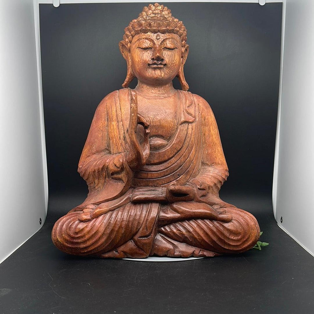 Wooden Buddha - 12" Tall - Natural Collective LLC