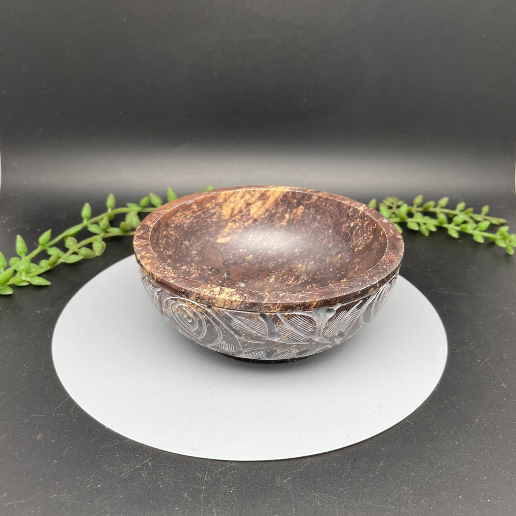 Leaves Pattern Soapstone Scrying & Smudge Bowl - Natural Collective LLC