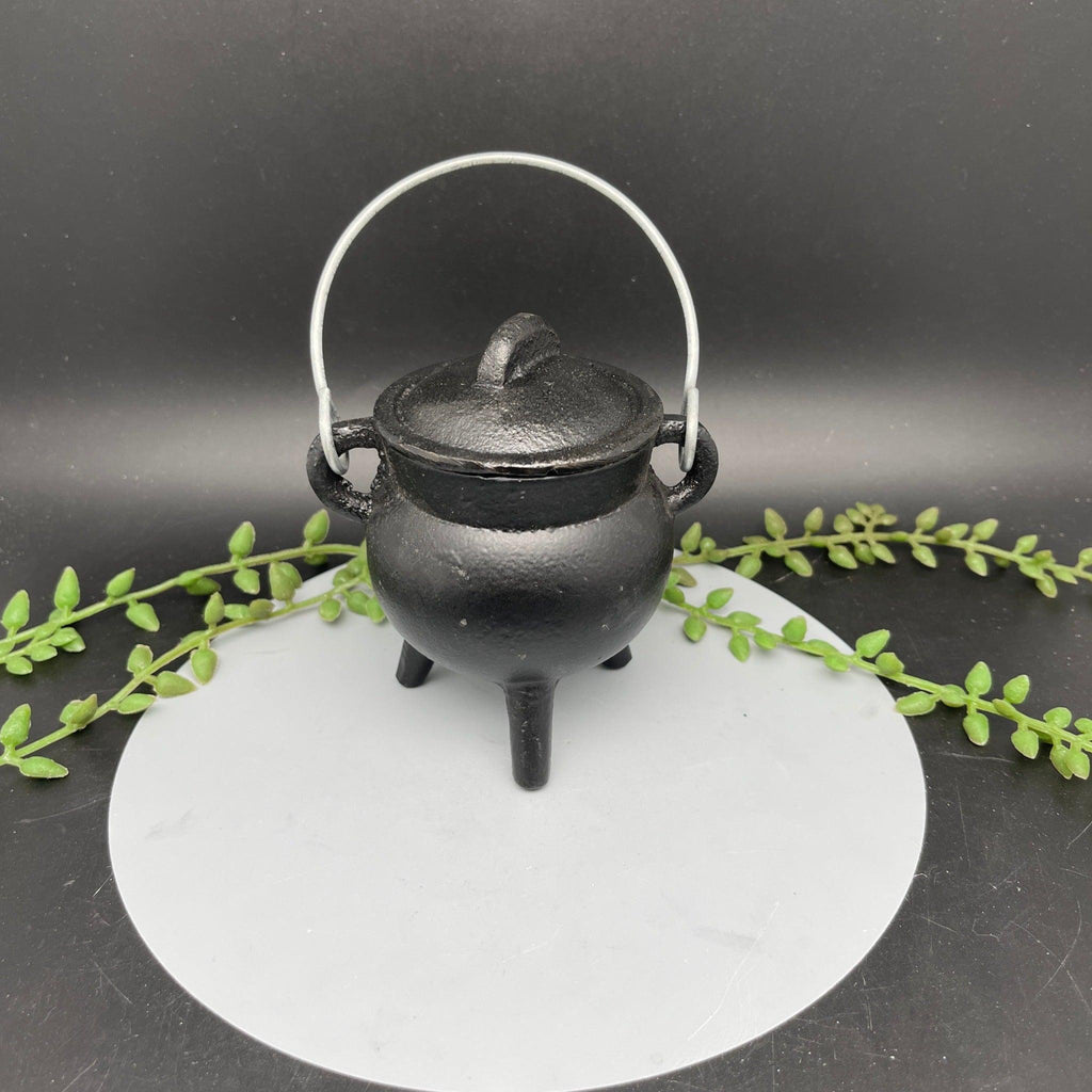 Small Plain Cast Iron Cauldron with Lid - Natural Collective LLC