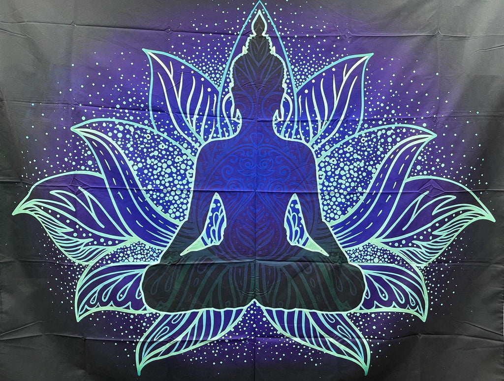Tapestry - Blue Buddha and Lotus - Natural Collective LLC