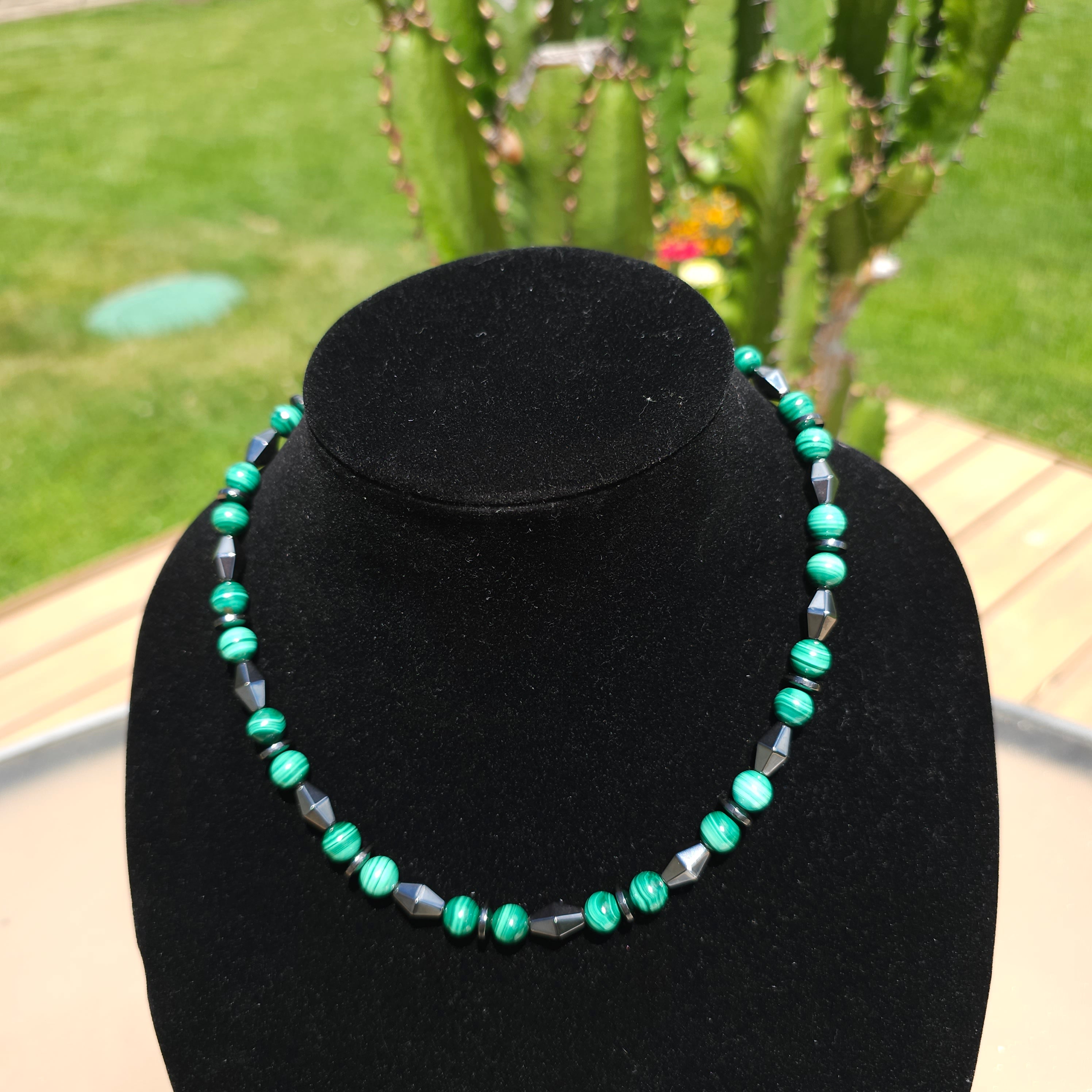 Malachite hematite necklace