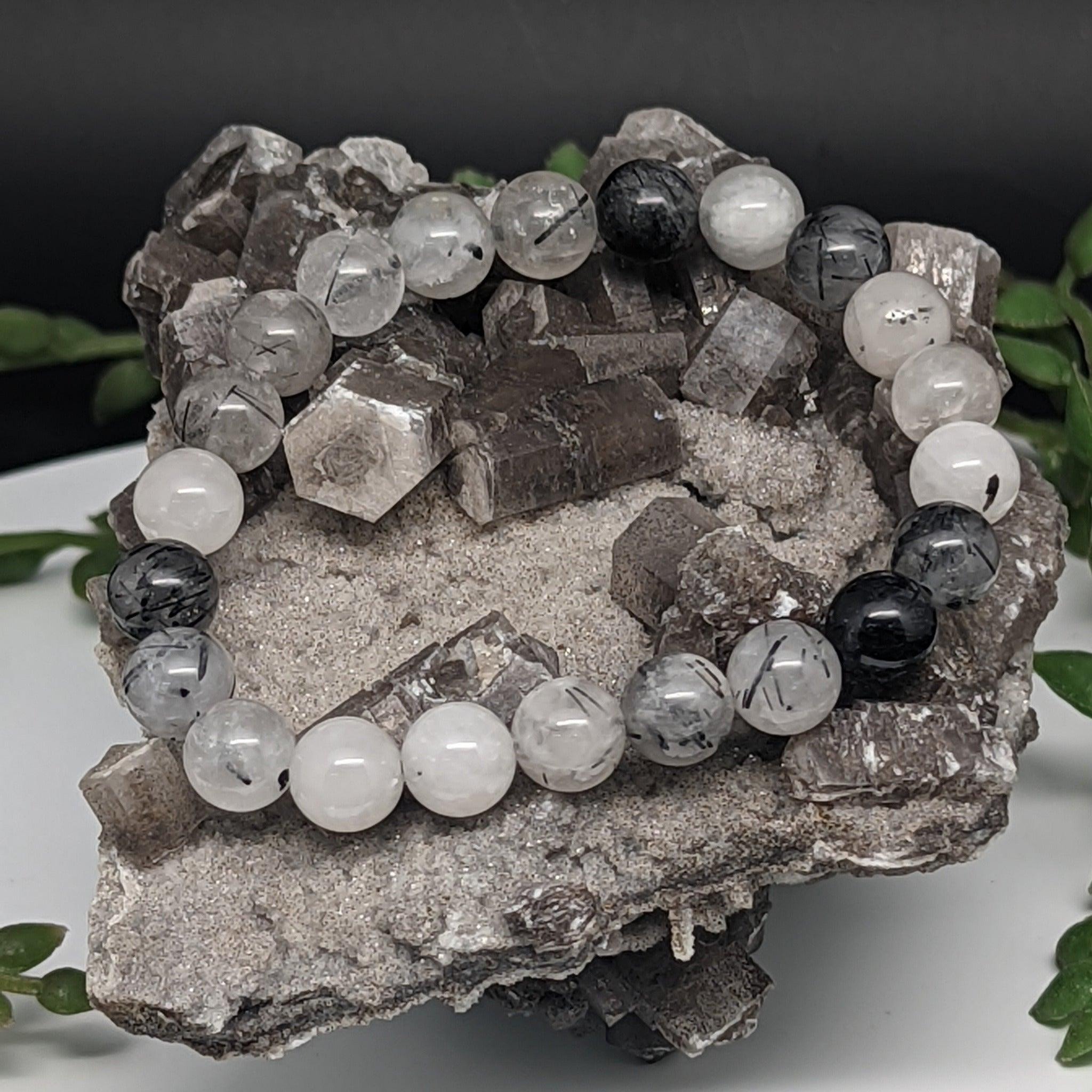 Grade A++Black Tourmaline Quartz Crystal Bead Bracelet,Genuine Gemstone  Bracelet | eBay