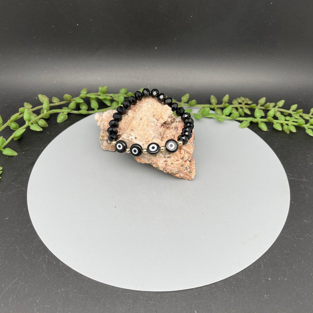 Black Faceted Bead Evil Eye Bracelets - Natural Collective LLC