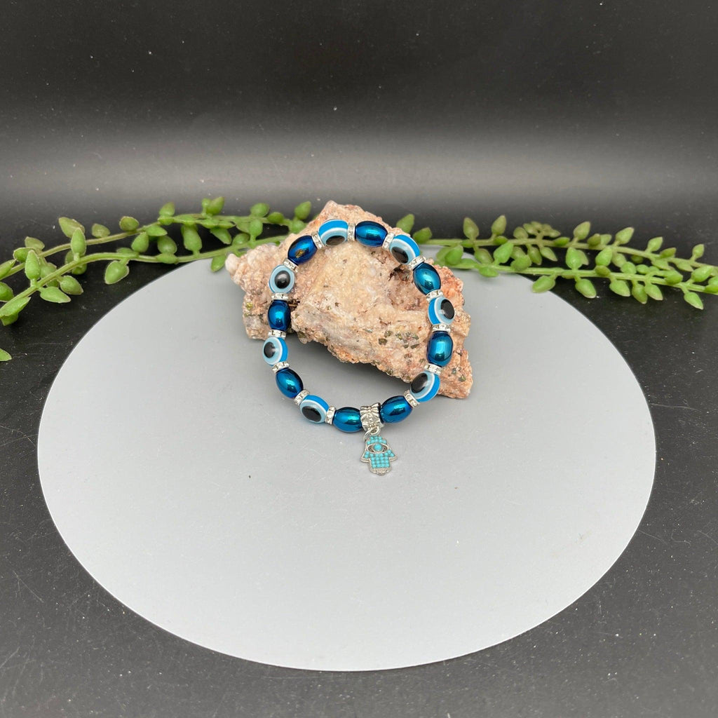 Evil Eye Bracelets with Bead & Small Hamsa - Natural Collective LLC