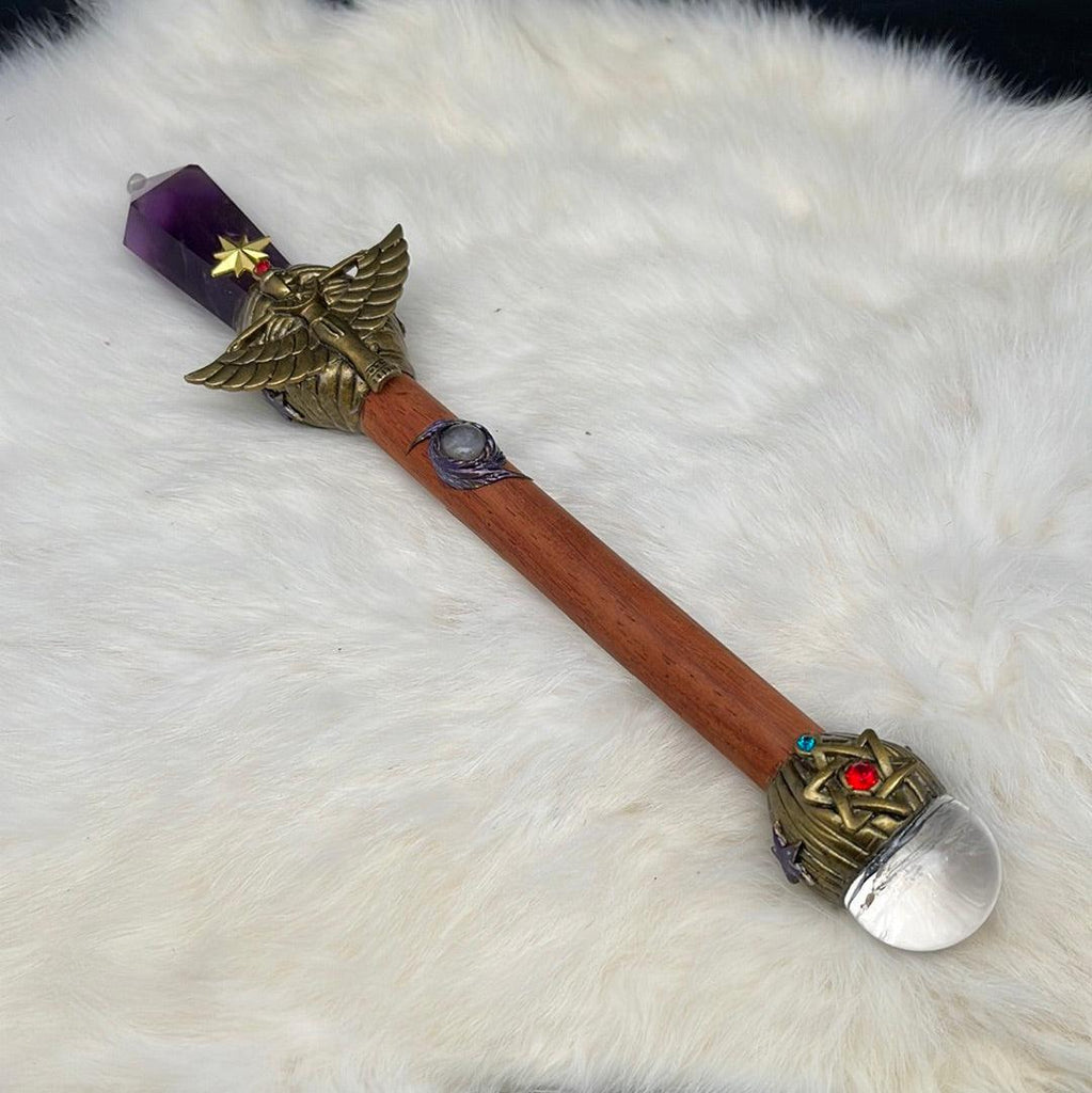 Mystic Wands - Amethyst Crystal and Egyptian Crest - Natural Collective LLC