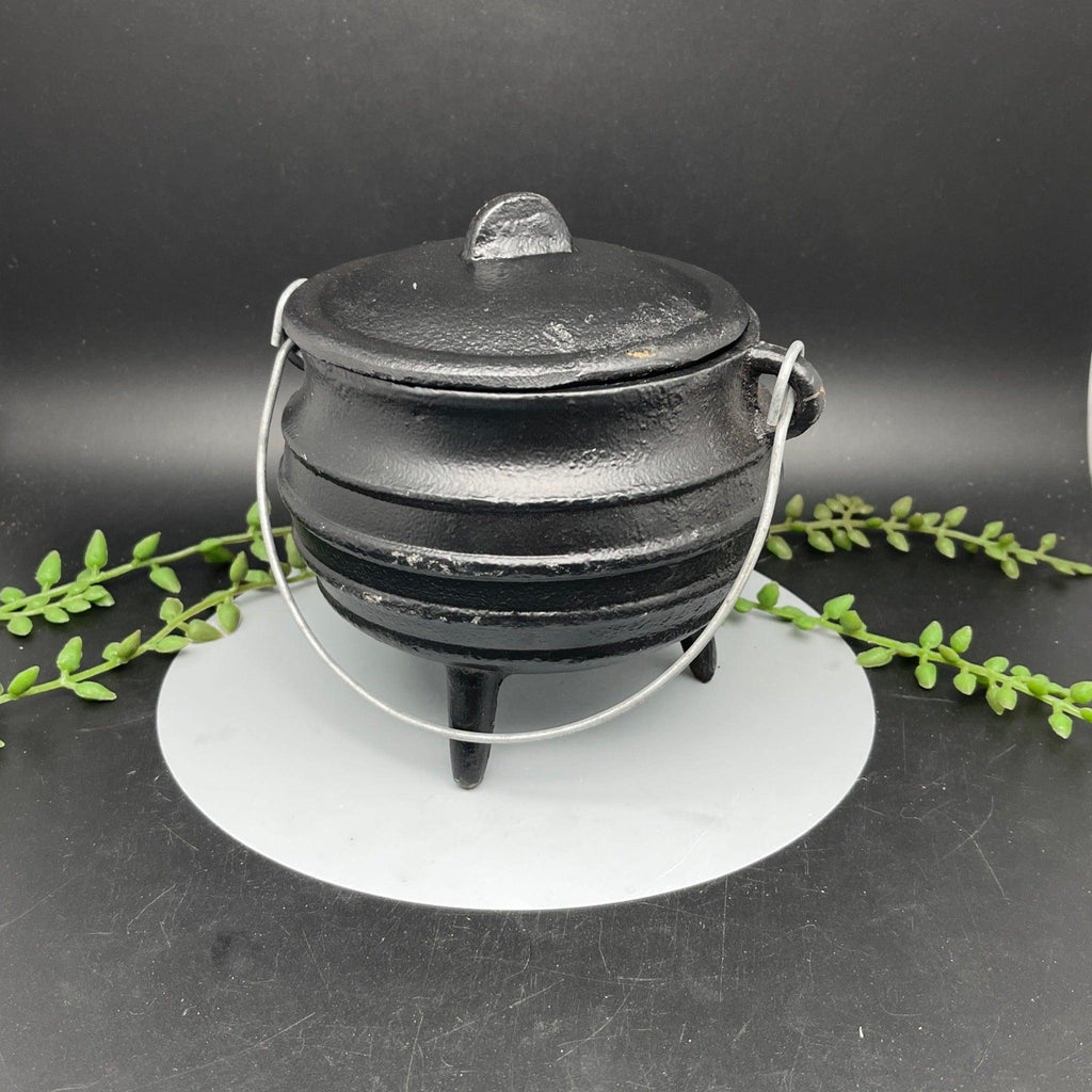 Large Cast Iron Cauldron with Lid - Natural Collective LLC