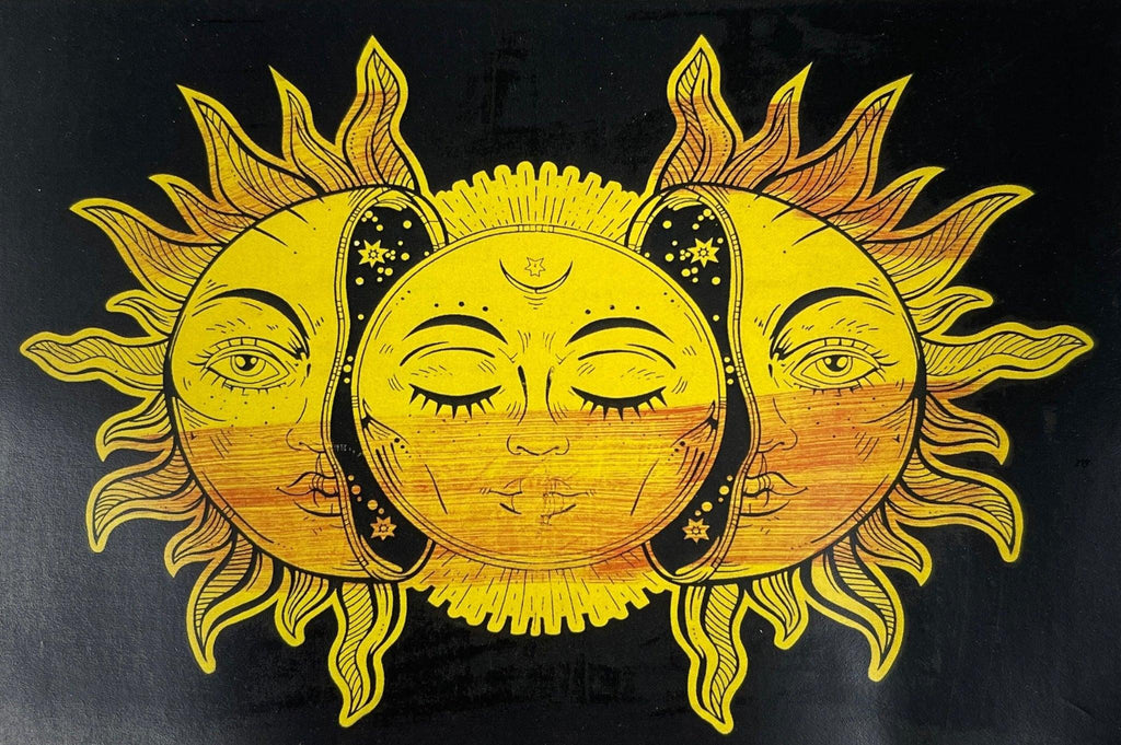 Tapestry - Celestial Sun Moon Star Faces - Natural Collective LLC