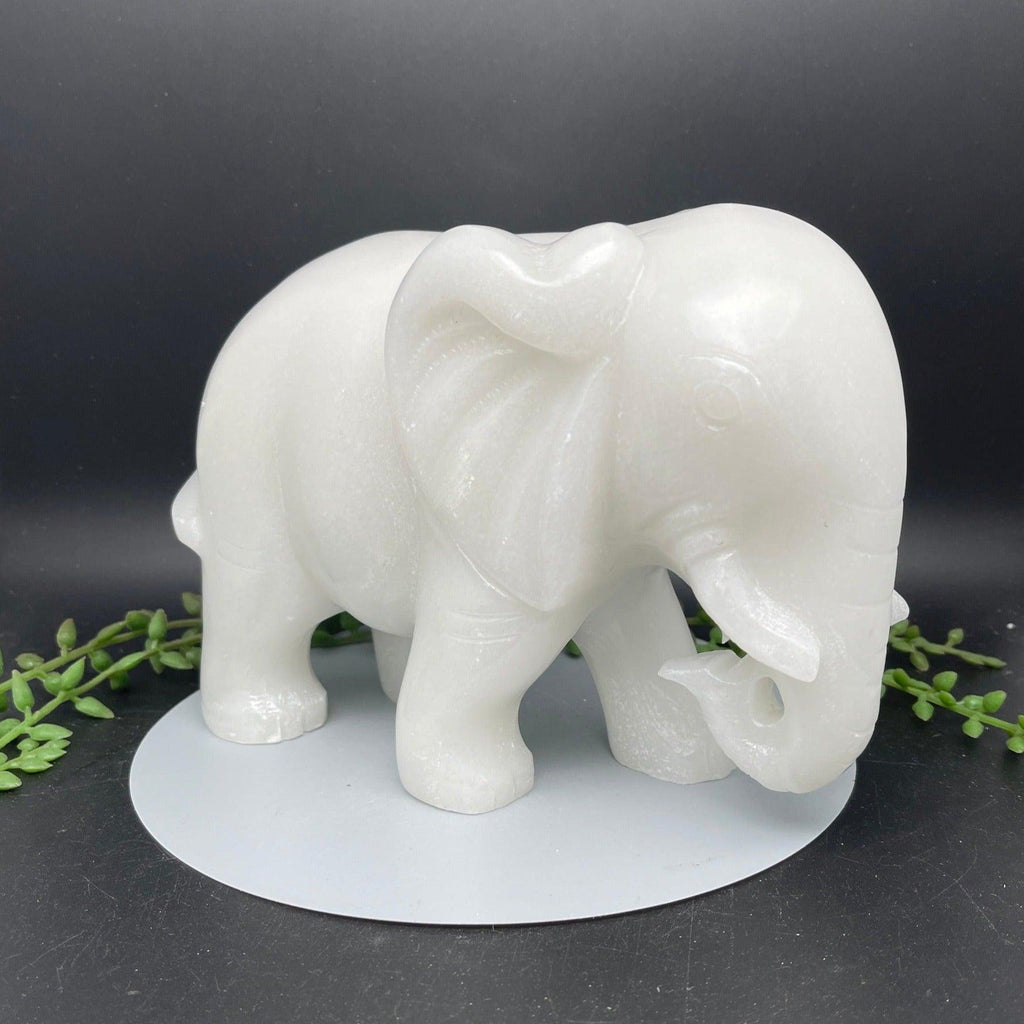 White Marble Jade Elephants - Natural Collective LLC