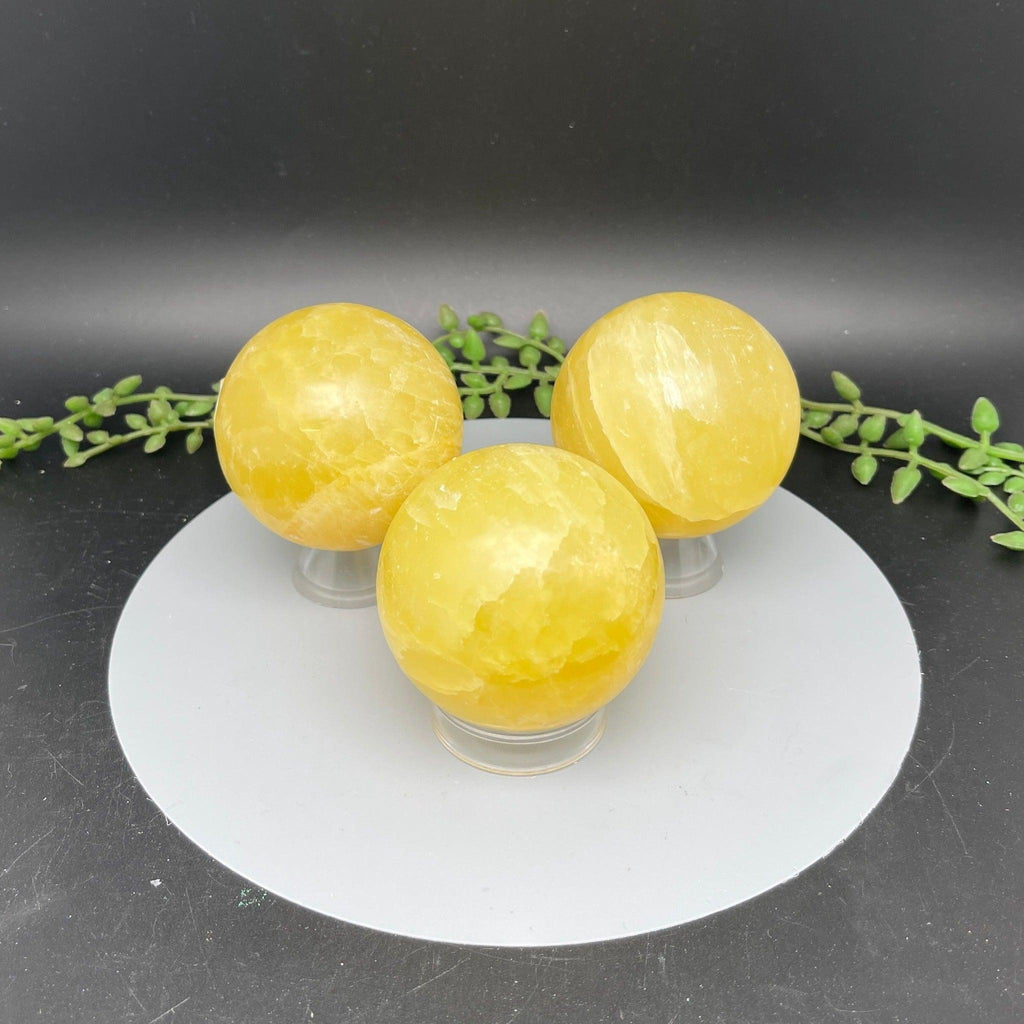Yellow Calcite Spheres - Natural Collective LLC